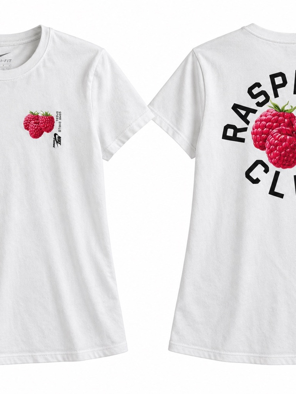 Nike White Tee with Raspberry Graphic